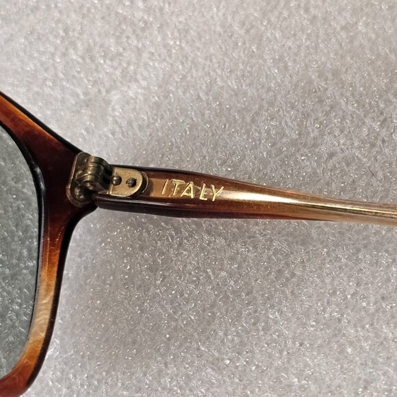 VTG Tortoiseshell Sunglasses Rectangular Brown Italy Gray Lens 140mm Wide - Picture 10 of 14